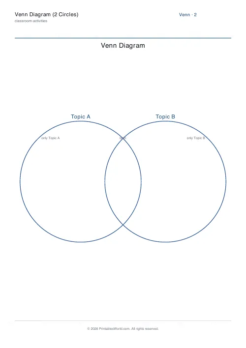 Free printable 2-circle venn diagram — PDF download