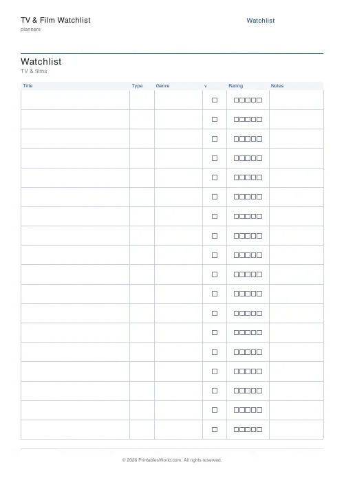 Free printable watchlist — TV & film mixed — PDF download