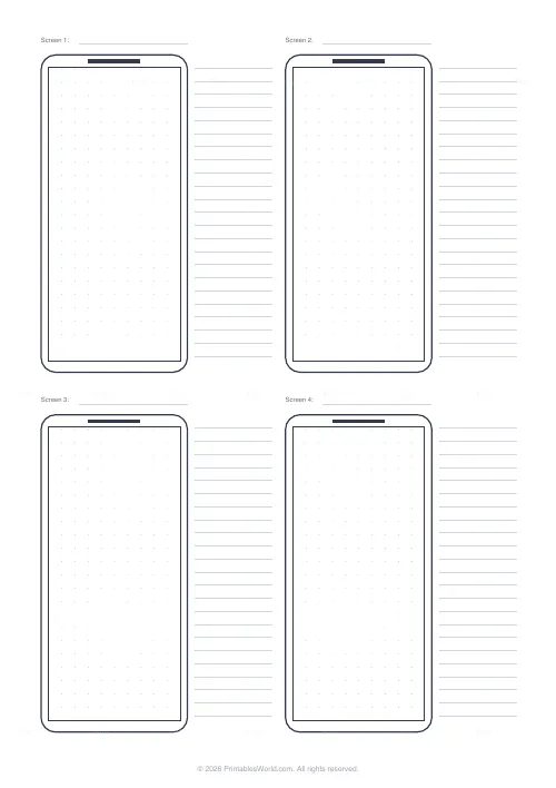 Free printable wireframe paper (Phone), PDF download