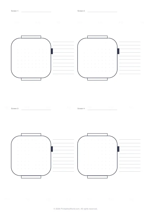Free printable wireframe paper (Watch), PDF download