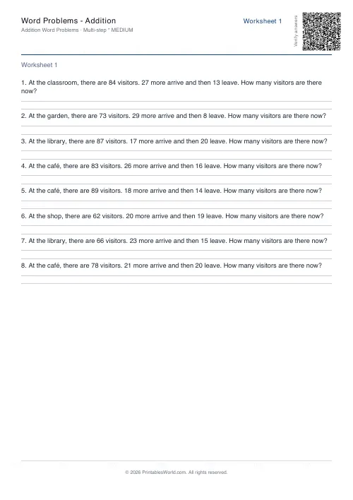 Free printable math word problems worksheet — Multi-step — PDF download