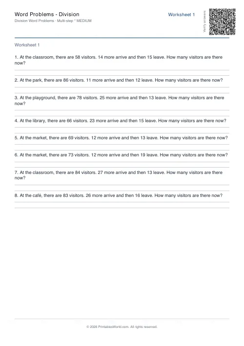 Free printable math word problems worksheet — Multi-step — PDF download
