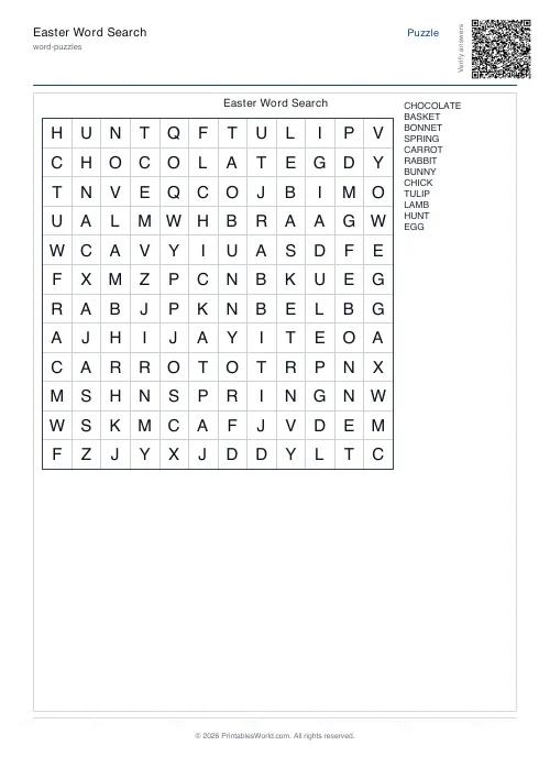 Free printable word search puzzle — 12x12 — PDF download
