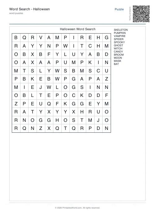 Free printable word search puzzle — 12x12 — PDF download
